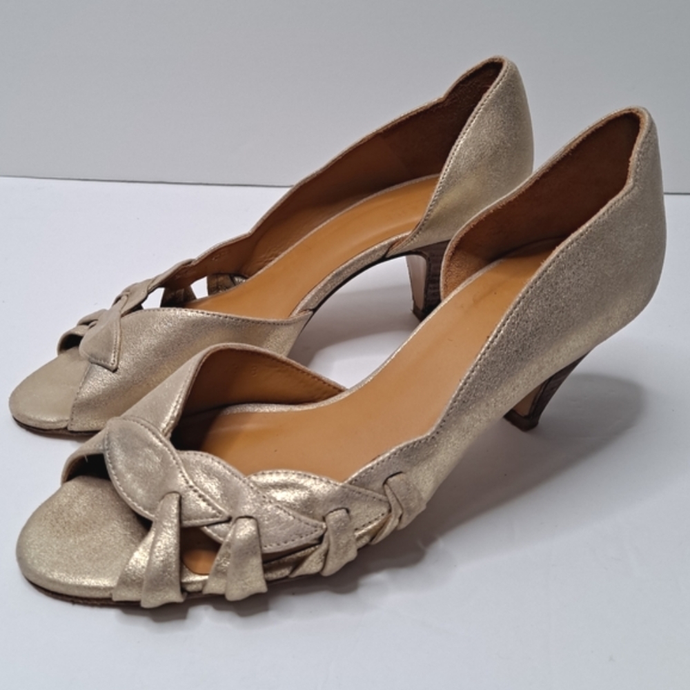 Rare Sezane Kitten Heel Peep-Toe Heels - Picture 2 of 13